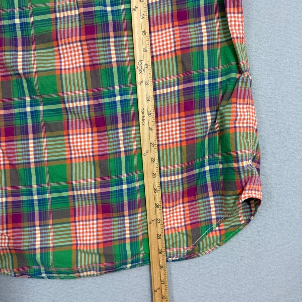 Vintage Polo Ralph Lauren Button Down XL Green Plaid Utility Epaulet Preppy 90s